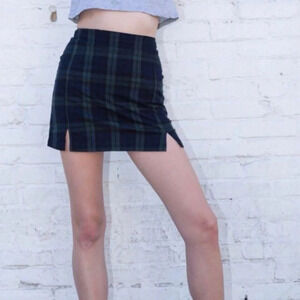 Brandy Melville Cara Plaid Mini Skirt in Blue/Green One Size